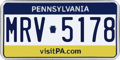 PA license plate MRV5178