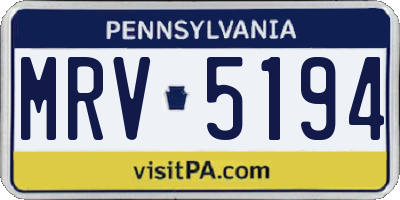 PA license plate MRV5194