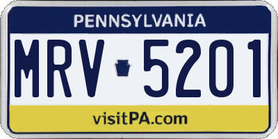 PA license plate MRV5201