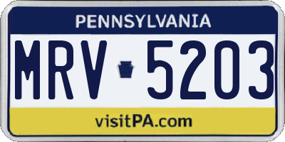 PA license plate MRV5203