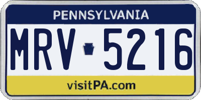 PA license plate MRV5216