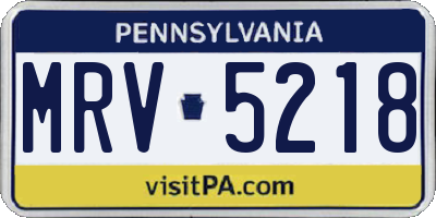 PA license plate MRV5218