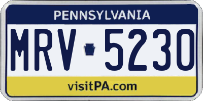 PA license plate MRV5230