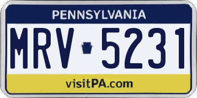 PA license plate MRV5231