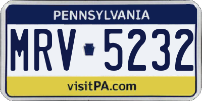 PA license plate MRV5232