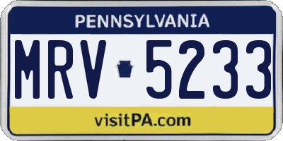 PA license plate MRV5233