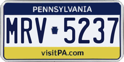PA license plate MRV5237