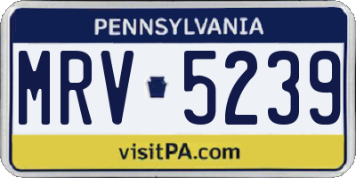 PA license plate MRV5239