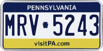 PA license plate MRV5243