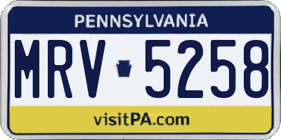 PA license plate MRV5258