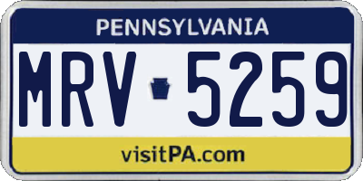 PA license plate MRV5259