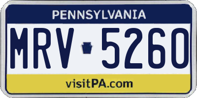 PA license plate MRV5260