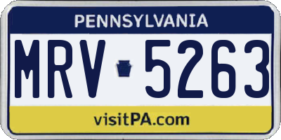 PA license plate MRV5263