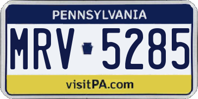 PA license plate MRV5285
