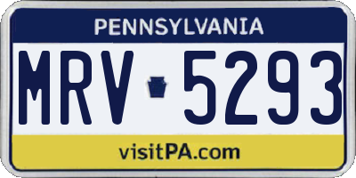 PA license plate MRV5293
