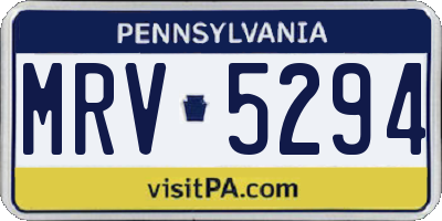PA license plate MRV5294