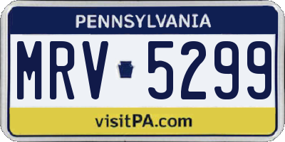 PA license plate MRV5299