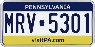 PA license plate MRV5301