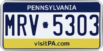 PA license plate MRV5303