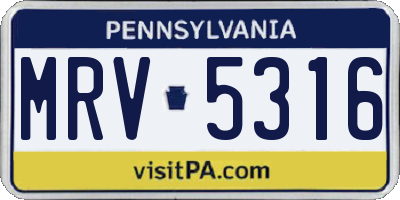 PA license plate MRV5316