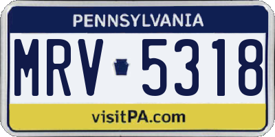 PA license plate MRV5318