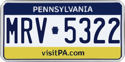 PA license plate MRV5322