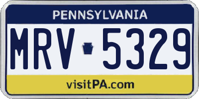 PA license plate MRV5329