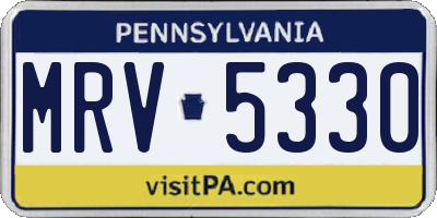 PA license plate MRV5330