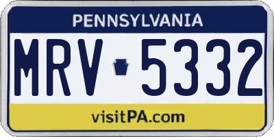 PA license plate MRV5332