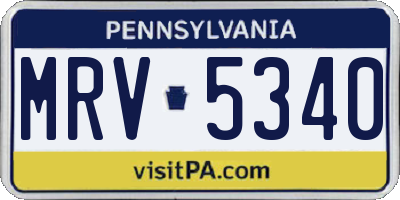 PA license plate MRV5340