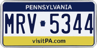 PA license plate MRV5344