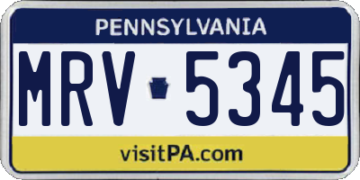 PA license plate MRV5345