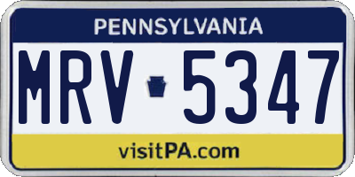 PA license plate MRV5347