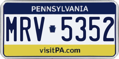 PA license plate MRV5352