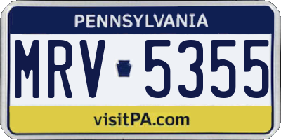 PA license plate MRV5355