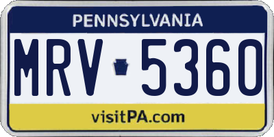 PA license plate MRV5360