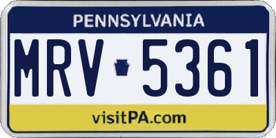 PA license plate MRV5361