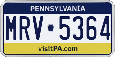 PA license plate MRV5364