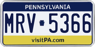 PA license plate MRV5366