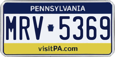 PA license plate MRV5369