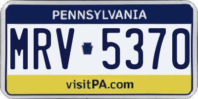 PA license plate MRV5370