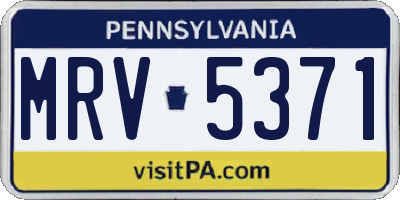 PA license plate MRV5371