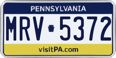 PA license plate MRV5372