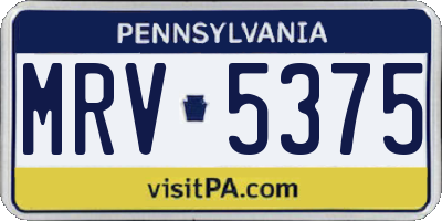 PA license plate MRV5375