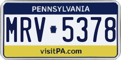 PA license plate MRV5378