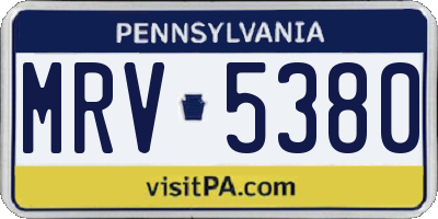 PA license plate MRV5380