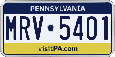 PA license plate MRV5401