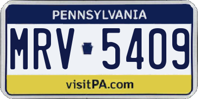 PA license plate MRV5409