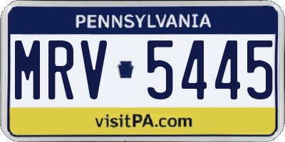 PA license plate MRV5445