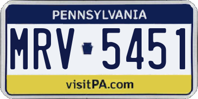 PA license plate MRV5451